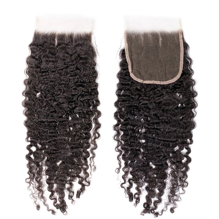 Burmese curly lace closure, close up